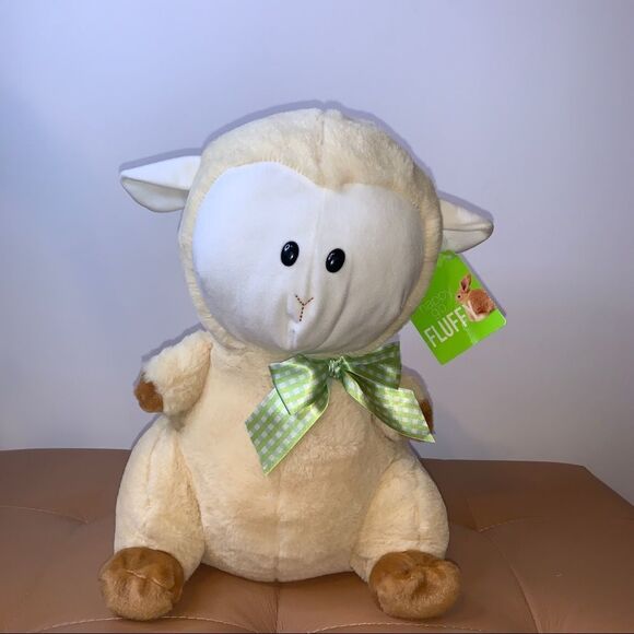Happy Go Fluffy 16.5” White and Brown Lamb Sheep - Picture 1 of 4
